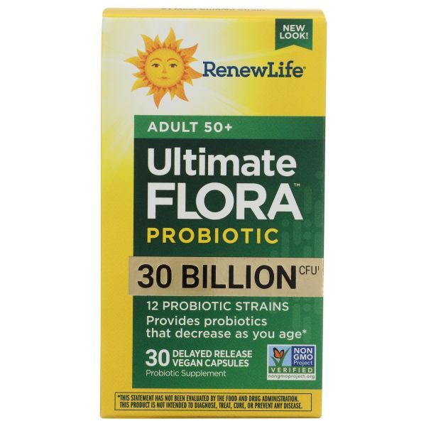 RENEWLIFE: Ultimate Flora 50 Plus Probiotic 30 Billion 30 Days Release, 30 vc