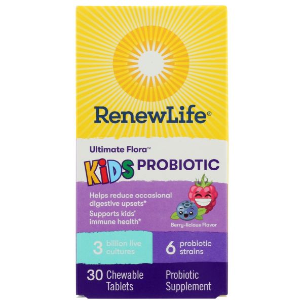 RENEWLIFE: Ultimate Flora Kids Probiotic Chewable Tablets 3 Billion, 30 tb
