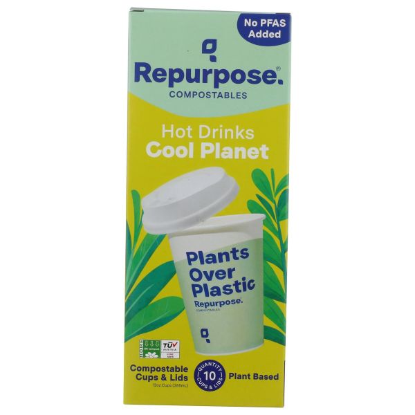 REPURPOSE: Compostable Cup and Lid Set 12oz, 10 pc