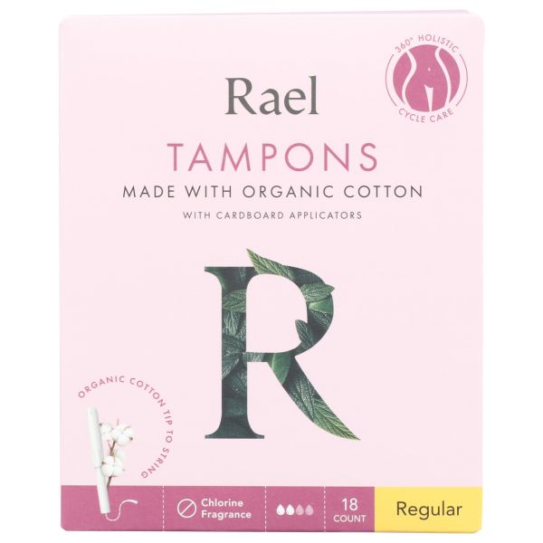 RAEL: Regular Compact Tampons Made With Organic Cotton, 18 pc