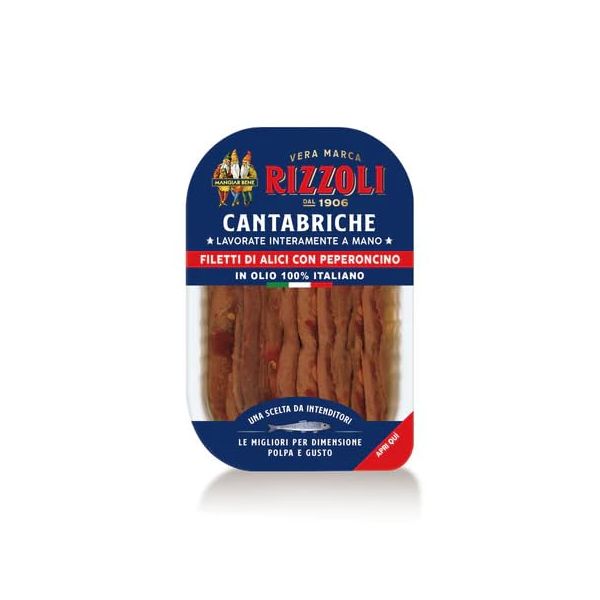 RIZZOLI: Anchovy Fillets from the Cantabrian Sea with Chili, 1.41 oz