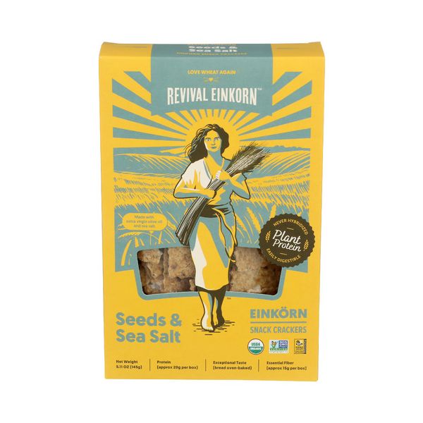 REVIVAL EINKORN: Seeds and Sea Salt Crackers, 5.11 oz
