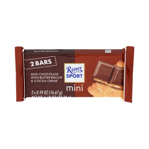 RITTER SPORT: Milk Chocolate with Butter Biscuit and Cocoa Creme Mini, 1.18 oz