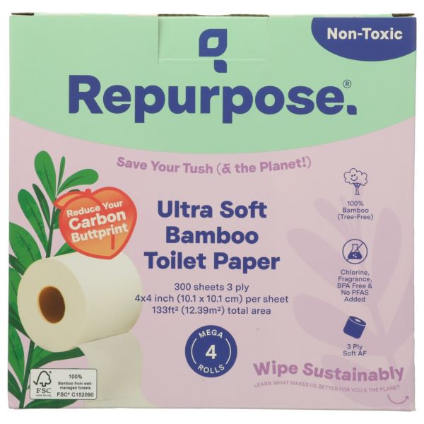 REPURPOSE: Ultra Soft Bamboo Toilet Paper 4 Count, 4 pk