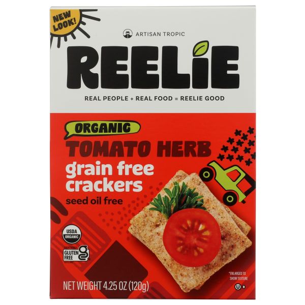 ARTISAN TROPIC: Reelie Organic Grain Free Tomato Herb Crackers, 4.25 oz