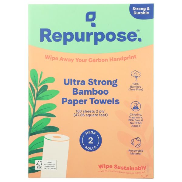 REPURPOSE: Ultra Strong Bamboo Paper Towels 2 Rolls, 1 ea