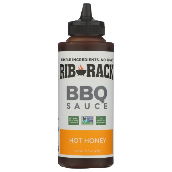RIB RACK: Hot Honey Bbq Sauce Squeeze, 15.5 oz