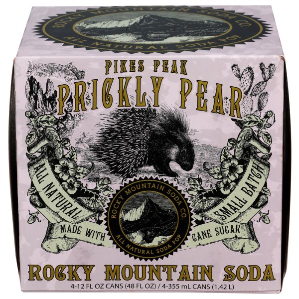 ROCKY MOUNTAIN SODA: Pikes Peak Prickly Pear Soda 4 Count, 48 fo