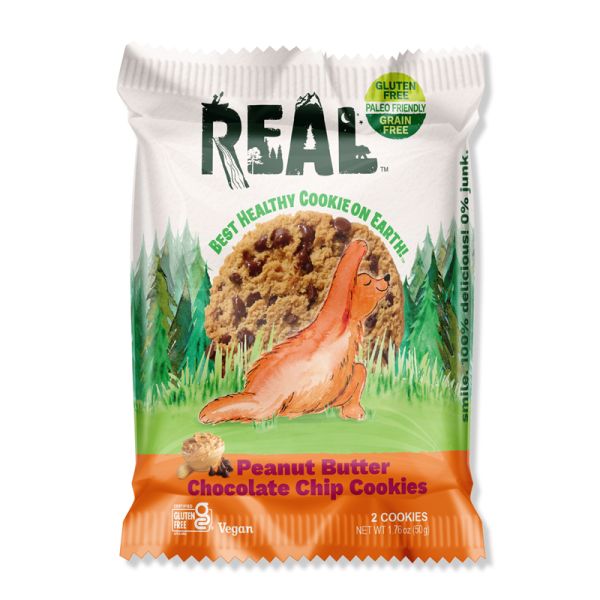 REAL COOKIES: Peanut Butter Chocolate Cookies 2 Count, 1.76 oz