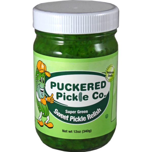 PUCKERED PICKLE: Super Green Sweet Pickle Relish, 12 oz
