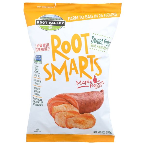 ROOT SMARTS: Chips Sweet Potato Maple Bacon, 6 oz