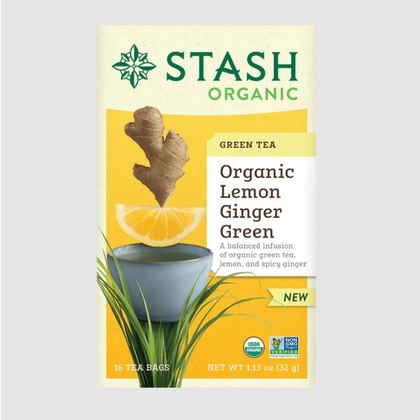 STASH TEA: Organic Lemon Ginger Green Tea, 16 bg
