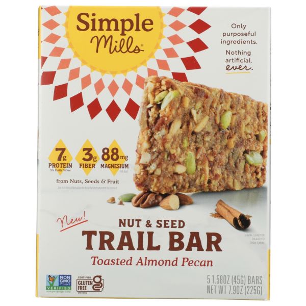 SIMPLE MILLS: Toasted Almond Pecan Trail Bar, 7.9 oz