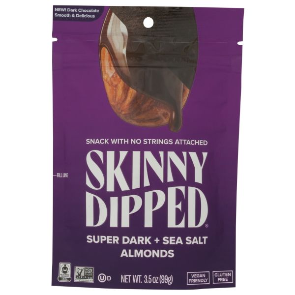 SKINNYDIPPED: Super Dark Chocolate Sea Salt Almonds, 3.5 oz