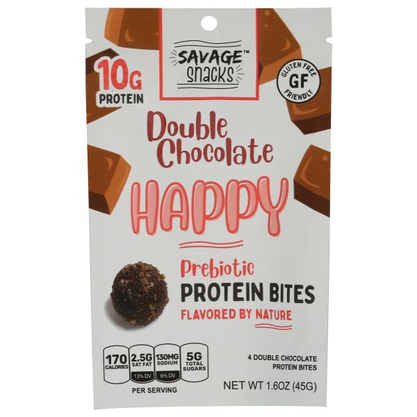 SAVAGE SNACKS: Happy Double Chocolate Protein Bites, 1.6 oz