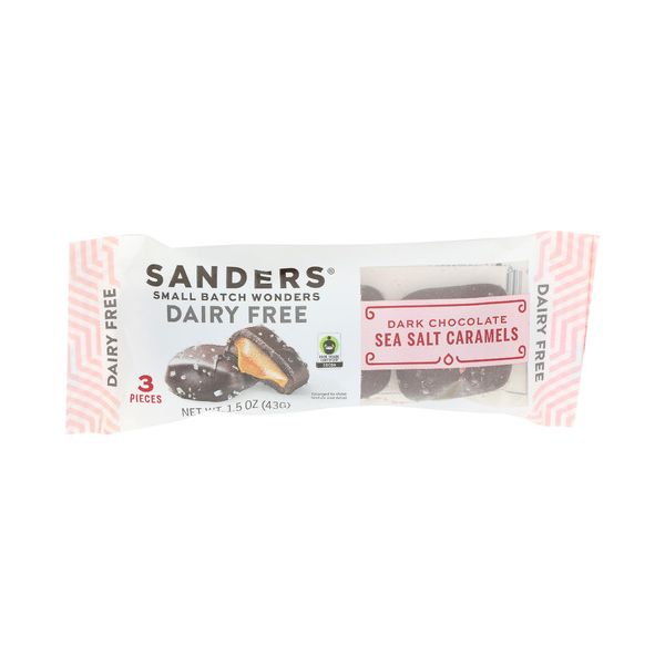 SANDERS: Dark Chocolate Sea Salt Caramels 3 pc Dairy Free, 1.5 oz