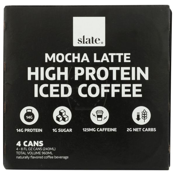 SLATE: Mocha Latte High Protein Iced Coffee 4 Count, 32 fo