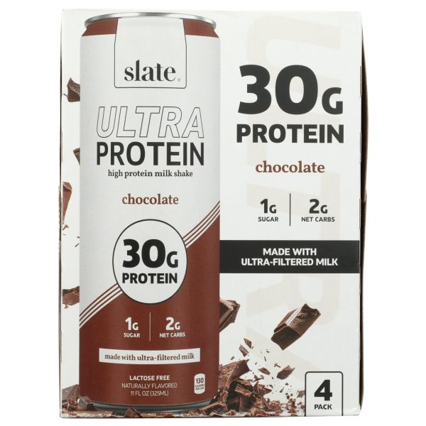 SLATE: Chocolate Ultra Protein Shake 30g 4 Count, 44 fo