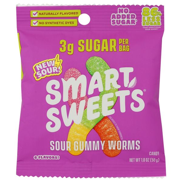 SMARTSWEETS: Sour Gummy Worms, 1.8 oz