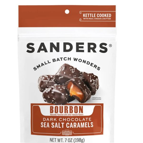 SANDERS: Bourbon Dark Chocolate Sea Salt Caramels, 7 oz