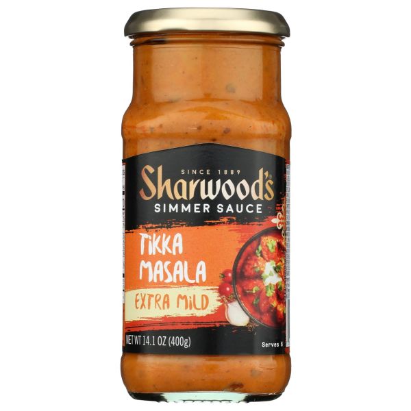 SHARWOODS: Tikka Masala Extra Mild Simmer Sauce, 14.1 oz