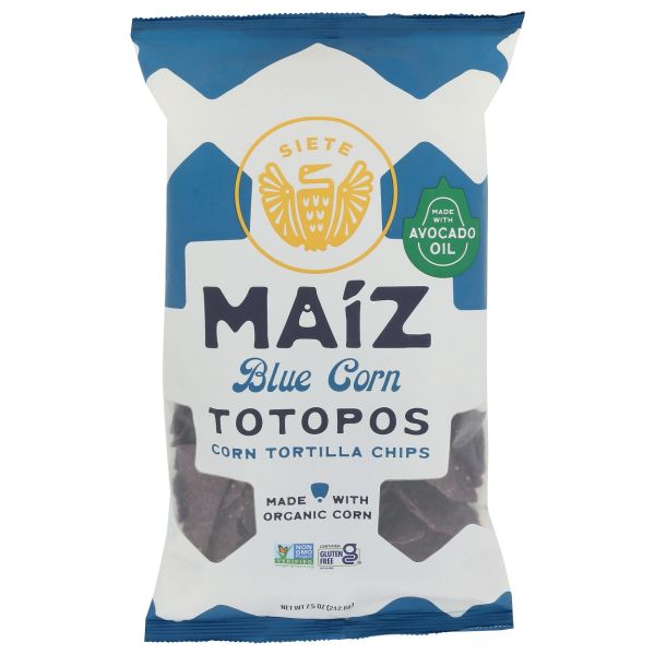 SIETE: Maiz Totopos Blue Tortilla Chips, 7.5 oz