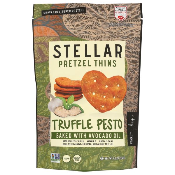 STELLAR PRETZEL THINS: Truffle Pesto Pretzel Thins, 7.2 oz