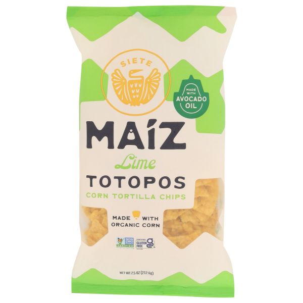 SIETE: Maiz Totopos Lime Tortilla Chips, 7.5 oz