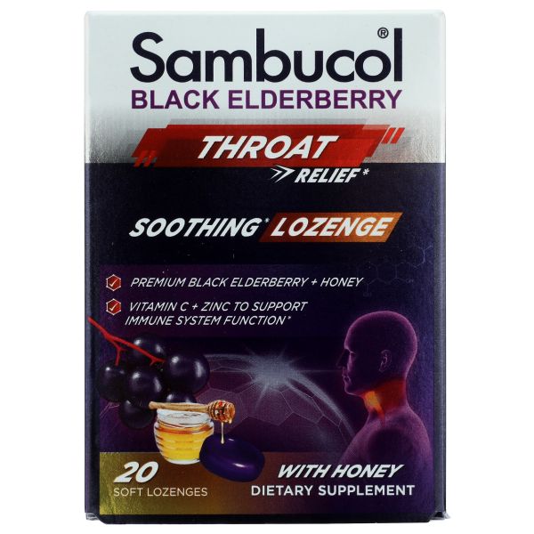 SAMBUCOL: Black Elderberry Throat Lozenge, 20 ea