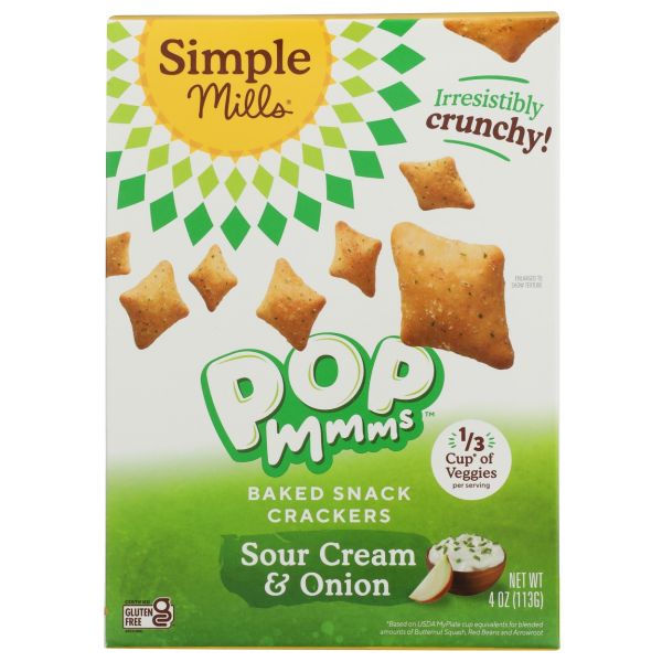 SIMPLE MILLS: Sour Cream and Onion Pop Mmms Crackers, 4 oz