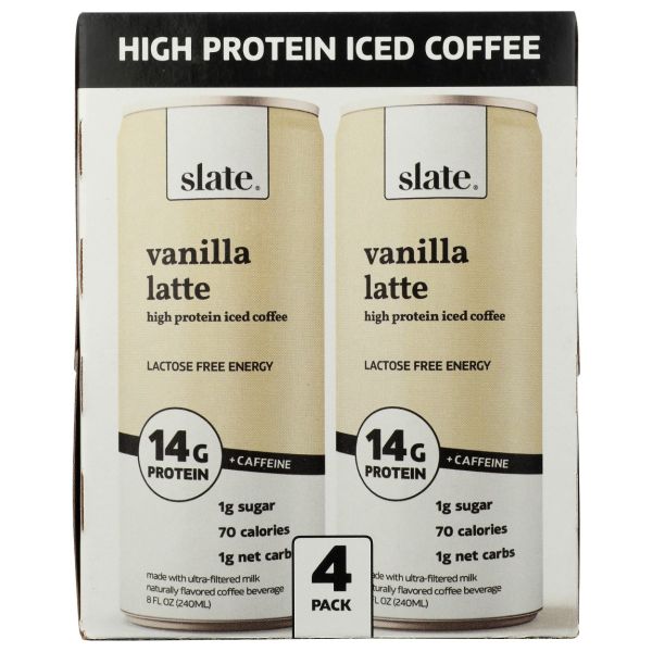 SLATE: Vanilla Latte Protein Iced Coffee 4 Count, 32 fo