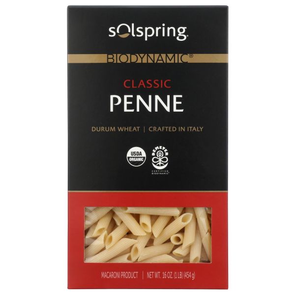 SOLSPRING: Organic Penne Durum Wheat Pasta, 16 oz