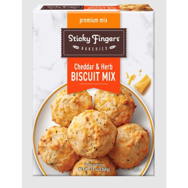 STICKY FINGERS: Cheddar and Herb Biscuit Mix, 12 oz