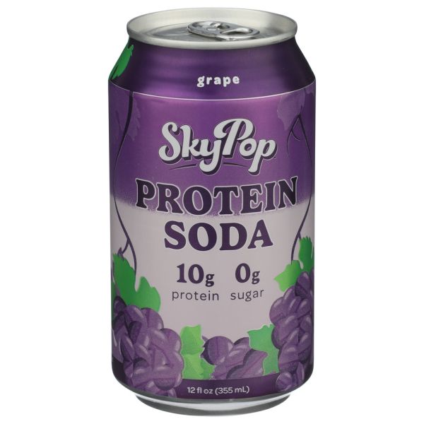 SKYPOP: Grape Protein Soda, 12 fo