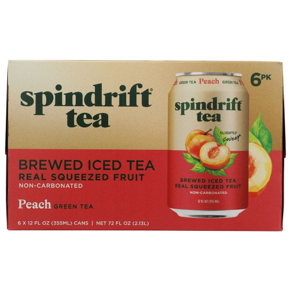 SPINDRIFT: Peach Green Tea 6pc, 72 fo
