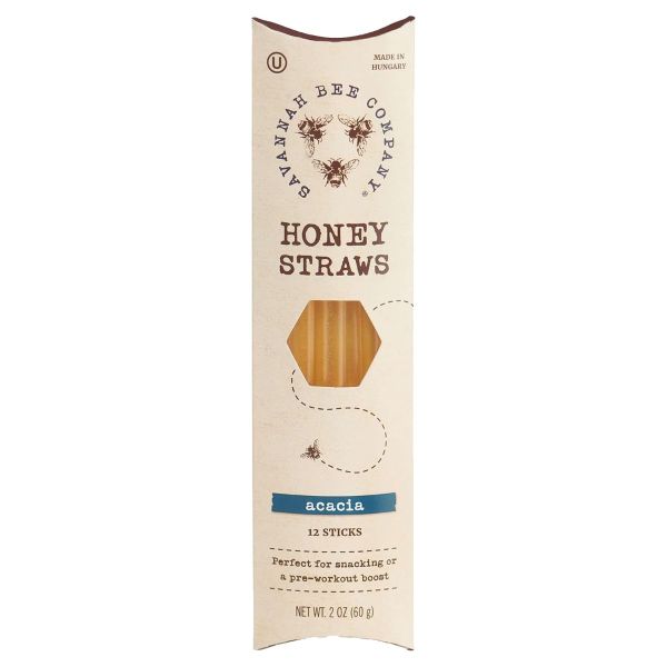 SAVANNAH BEE CO: Acacia Honey Straws 12 Count, 2 oz