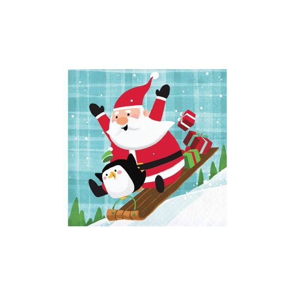 CREATIVE CONVERTING: Santa Penguin Beverage Napkin, 16 ea