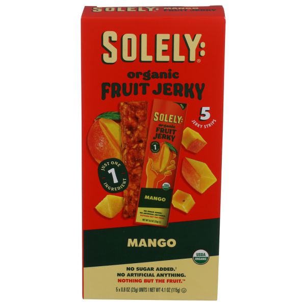 SOLELY: Organic Mango Fruit Jerky 5 Count, 4.1 oz