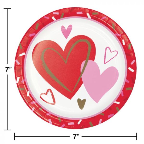 CREATIVE CONVERTING: Sprinkled Hearts Luncheon Plate, 8 ea