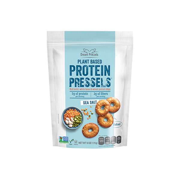PRESSELS: Plant Based Protein Pretzels Sea Salt, 6 oz
