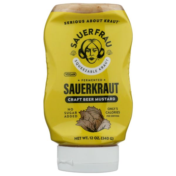 SAUER FRAU: Squeezable Sauerkraut Craft Beer Mustard, 12 oz