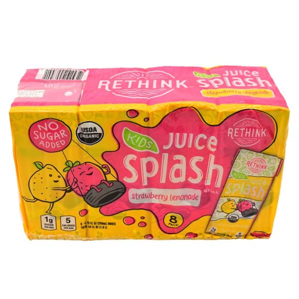 RETHINK: Strawberry Lemonade Juice Splash 8Pack, 54 fo