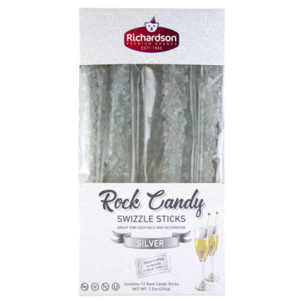 RICHARDSON BRANDS: Rock Candy Swizzle Sticks Wedding Box Silver 12Ct, 7.2 oz