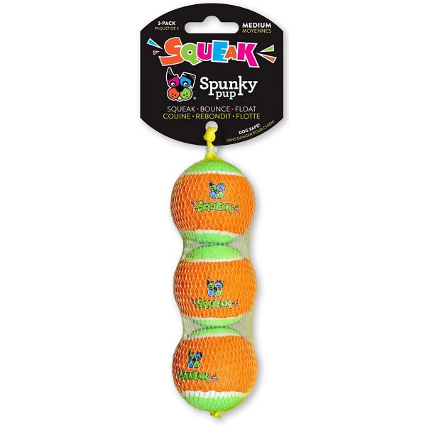 SPUNKY PUP: Squeaky Tennis Balls Medium 3pk, 1 ea