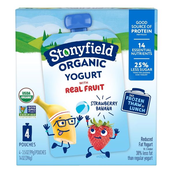 STONYFIELD: Yokids Strawberry Banana Organic Yogurt 4 Pack,14 oz