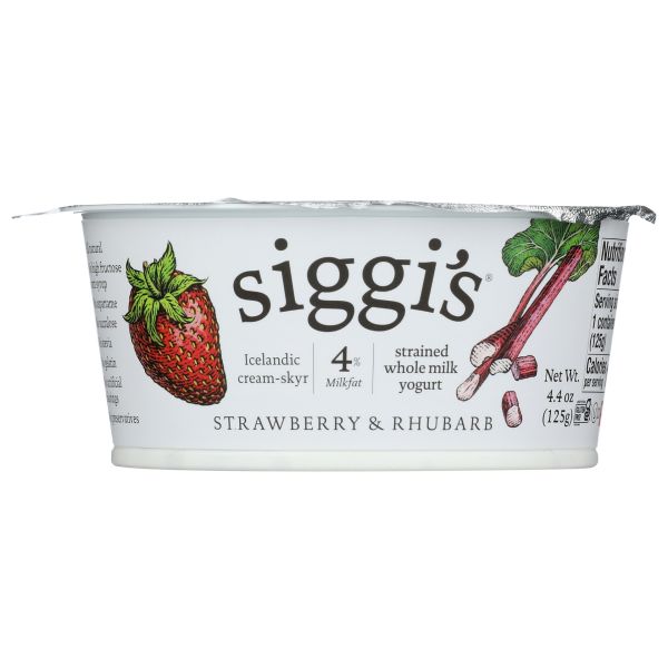 SIGGIS: Strawberry Rhubarb Whole Milk Strained Yogurt, 4.4 oz