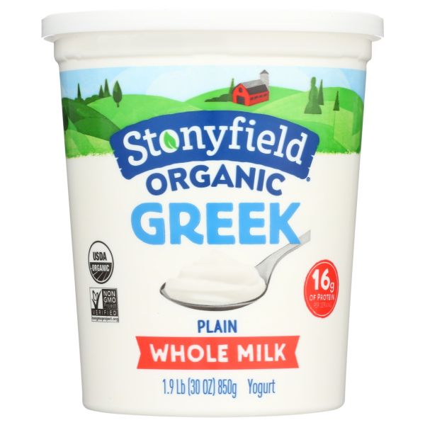 STONYFIELD: Organic Greek Whole Milk Plain Yogurt, 30 oz