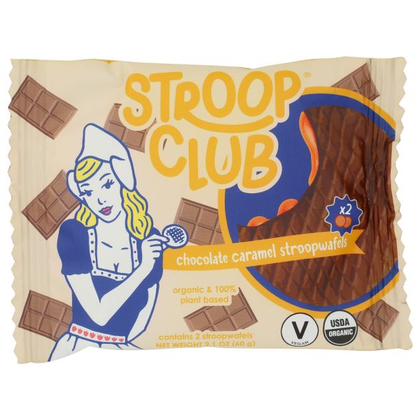 STROOP CLUB: Chocolate Caramel Stroopwafels Cookie 2 Count, 2.1 oz