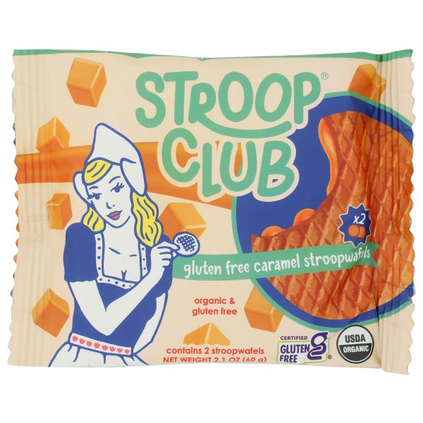 STROOP CLUB: Gluten Free Caramel Stroopwafels Cookie 2 Count, 2.1 oz
