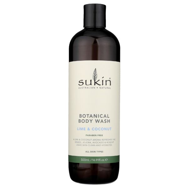 SUKIN: Lime and Coconut Botanical Body Wash, 16.9 fo